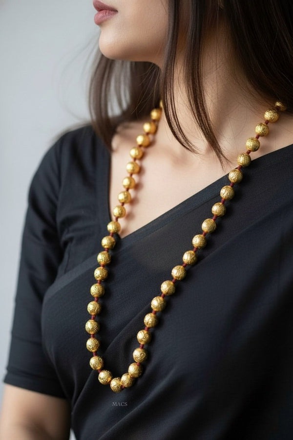 Goldplated Wax Carved Necklace